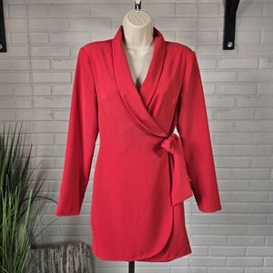 Missguided Red Blazer Wrap Mini Dress Size 6